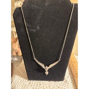 2008 Open Dove Wings Necklace Fossil Stamped Adjustable Chain